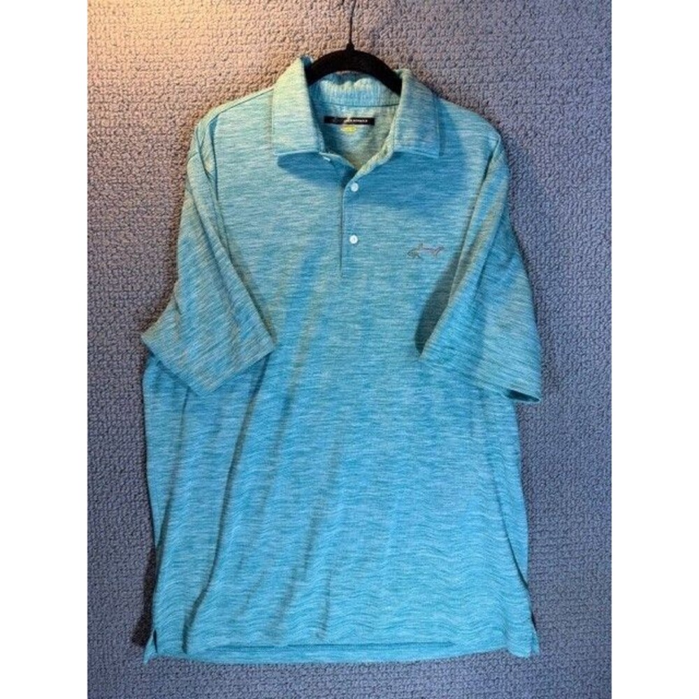 Greg Norman Play Dry Teal Blue Heathered Polo Men’s L